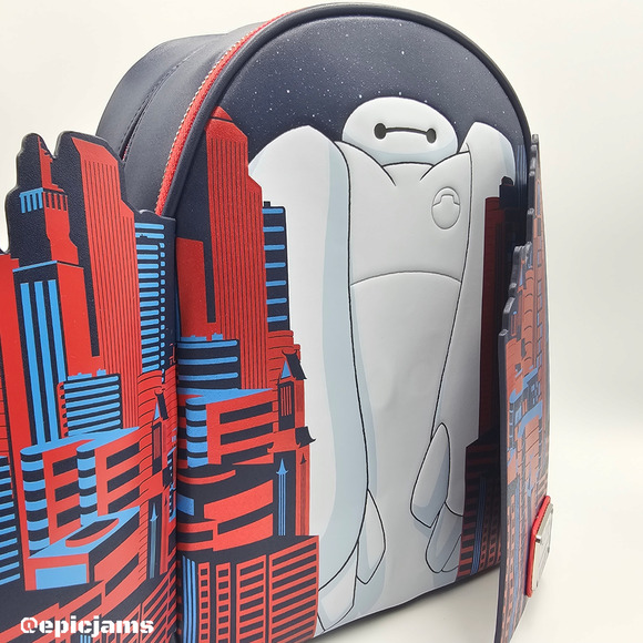 Loungefly Disney Big Hero 6 Baymax City Blue Red Mini Backpack Bag New - Picture 7 of 9